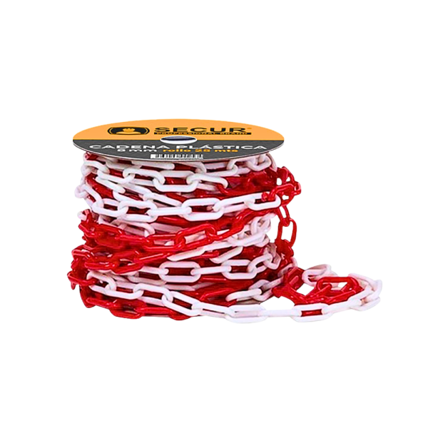 Cadena plástica roja y blanca 8mm x 25mts - SECUR